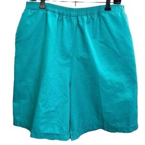 Vintage 5 Saisons high rise turquoise green pull on shorts XL